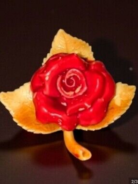 Charming Vintage Celluloid Rose Brooch